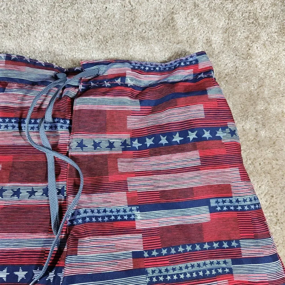 Speedo Swim Trunks Red White And Blue Board Shorts Mesh Lining Size L